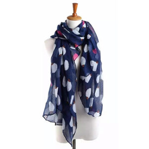 Shawl blauw met witte en roze egels