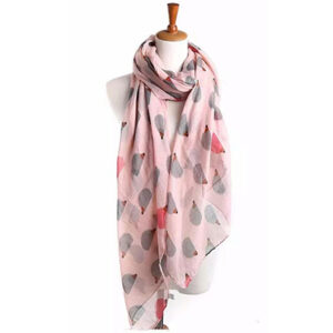 Shawl roze met roze grijze egels